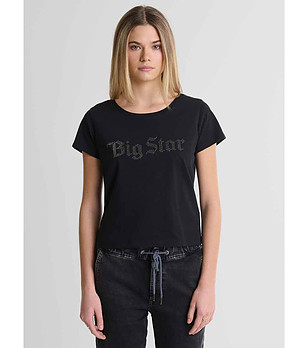 Черна дамска тениска от органичен памук Avrora снимка