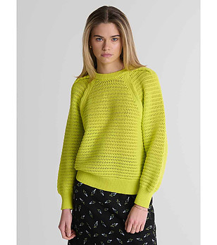 Зелен дамски ажурен пуловер Brak снимка