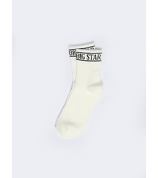 Дамски памучни чорапи в цвят крем с лого Marcolia снимка