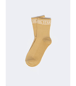 Дамски памучни чорапи в бежово с лого Marcolia снимка