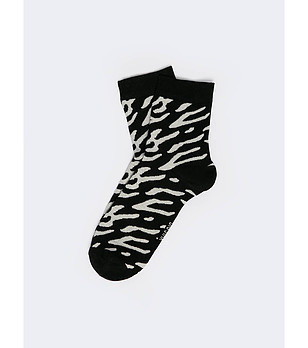 Дамски чорапи в черно и сиво с принт зебра Zebriana снимка