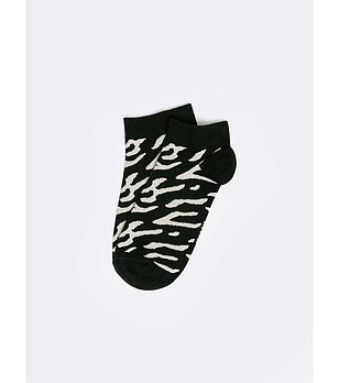 Дамски чорапи в черно и екрю с принт зебра Zebrila снимка