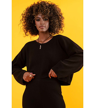 Черна дамска блуза от бамбук снимка
