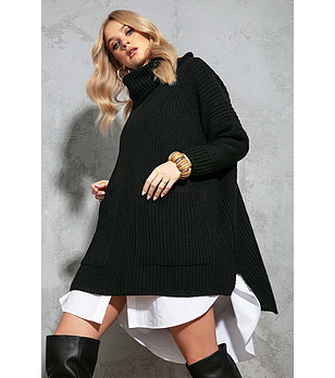 Черен дамски oversize пуловер Letta снимка