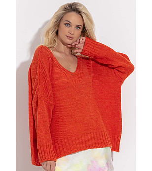 Дамски оранжев пуловер с алпака Venla снимка