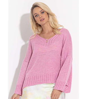 Дамски розов пуловер с алпака Venla снимка