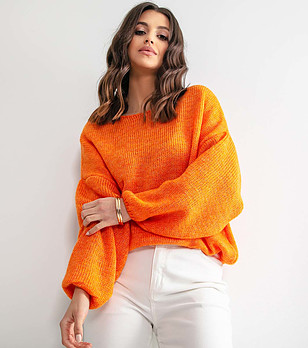 Оранжев дамски oversize пуловер Almeria снимка