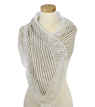 Дамски шал в бяло и бежово Ena снимка