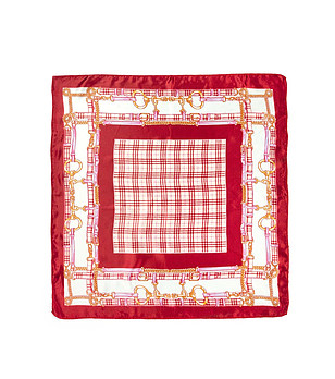 Дамски сатенен шал в червено и бяло принт Arilyn снимка