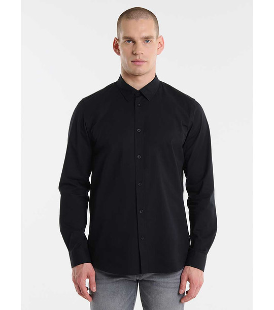 Черна памучна мъжка риза Nissip снимка