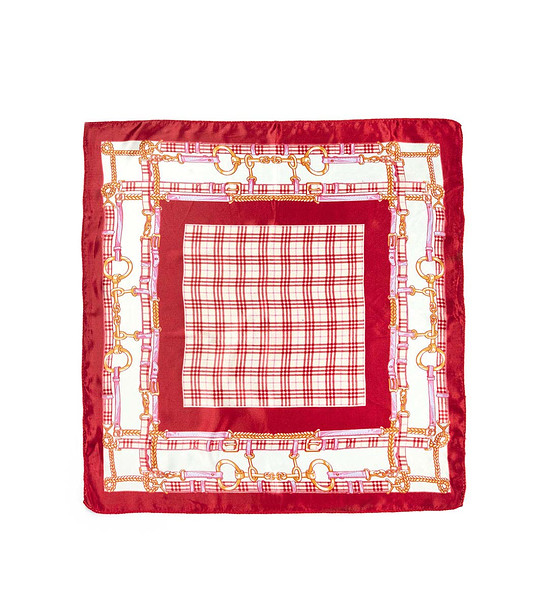 Дамски сатенен шал в червено и бяло принт Arilyn снимка