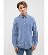 Памучна мъжка риза на каре в синьо и бяло Mersinino-1 снимка