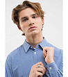 Памучна мъжка риза на каре в синьо и бяло Mersinino-3 снимка