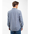 Памучна мъжка риза на каре в тъмносиньо и бяло Mersinino-1 снимка