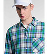 Карирана мъжка риза в бяло, синьо и зелено Griners-3 снимка