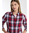 Червена дамска памучна риза на каре Sotimi-2 снимка