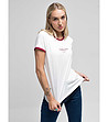 Бяла памучна тениска с червени кантове Norbia-1 снимка