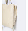 Дамска шопър чанта в цвят крем-3 снимка