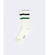 Бели мъжки чорапи с ленти в черно и зелено Pasoni-0 снимка