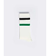 Бели мъжки чорапи с ленти в черно и зелено Pasoni-1 снимка