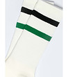 Бели мъжки чорапи с ленти в черно и зелено Pasoni-3 снимка