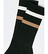 Черни мъжки чорапи с ленти в бяло и бежово Pasoni-3 снимка