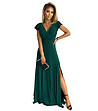 Дълга тъмнозелена рокля с лъскави нишки Crystal-0 снимка