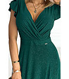 Дълга тъмнозелена рокля с лъскави нишки Crystal-4 снимка