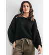 Черен дамски oversize пуловер Almeria-0 снимка
