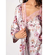 Сребрист дамски халат с розов флорален принт Sublime-2 снимка