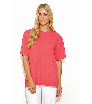 Памучна дамска блуза в цвят корал Iva снимка