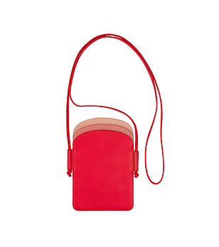 Чанта за телефон в червено и цвят пудра Minorca снимка