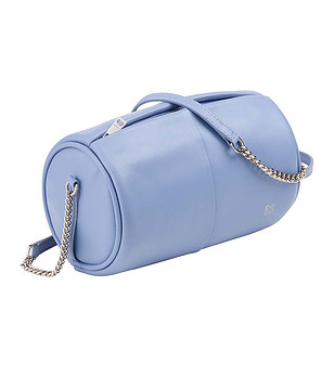 Пастелносиня дамска цилиндрична кожена чанта Abigail снимка