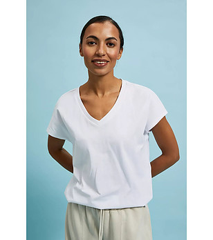 Дамска бяла памучна тениска Angelika снимка