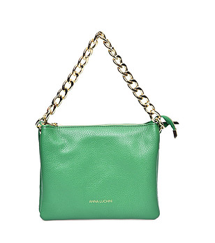 Дамска кожена чанта в зелено Karsea снимка