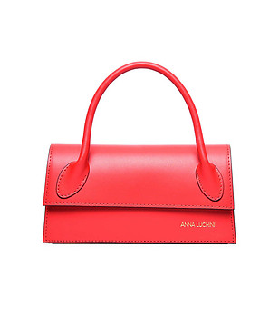 Червена дамска чанта от естествена кожа Saruni снимка