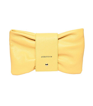 Жълта дамска кожена чанта Karra снимка