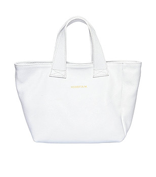 Дамска бяла чанта от естествена кожа Caren снимка