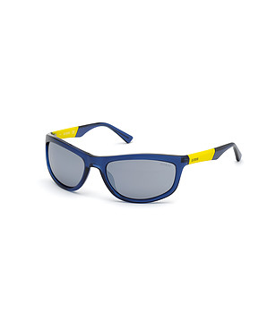 Сини мъжки слънчеви очила с жълти детайли снимка