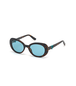 Дамски слънчеви очила в кафява хавана и сини лещи снимка