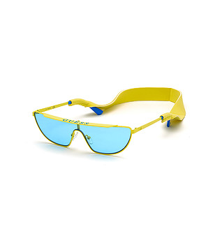 Жълти дамски слънчеви очила със сини лещи снимка