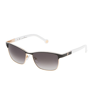 Черни дамски слънчеви очила с бели дръжки снимка