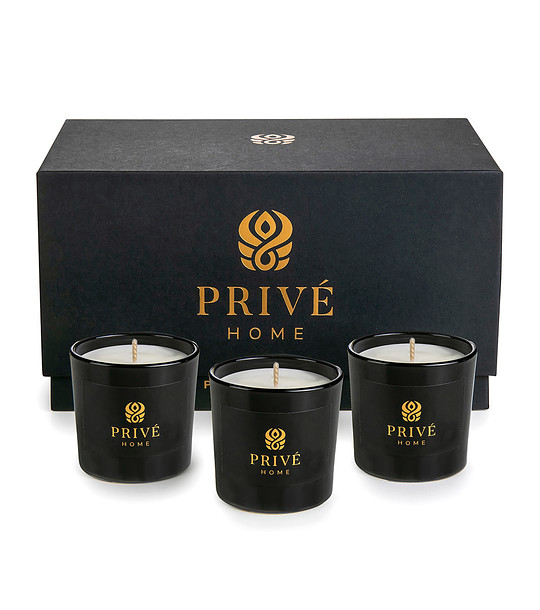 Комплект от 3 черни ароматни свещи в кутия Lemon-Verbena, Mimosa-Poire и Rose Pivoine снимка