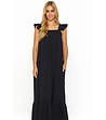 Черна дълга памучна рокля Andrina-2 снимка