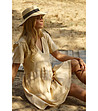 Памучна рокля в пясъчен нюанс Sanote-4 снимка