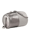 Дамска цилиндрична кожена чанта в сиво и сребристо Abigail-0 снимка