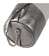 Дамска цилиндрична кожена чанта в сиво и сребристо Abigail-3 снимка