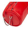 Червена дамска цилиндрична кожена чанта Abigail-3 снимка