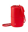 Червена дамска цилиндрична кожена чанта Abigail-4 снимка