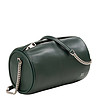 Тъмнозелена дамска цилиндрична кожена чанта Abigail-0 снимка